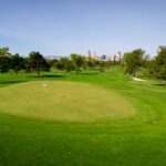 Aerial view of hole #2 green at City Park Golf Course